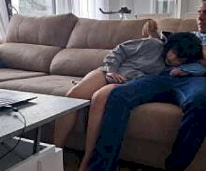 young brunette without experience does blow job at home