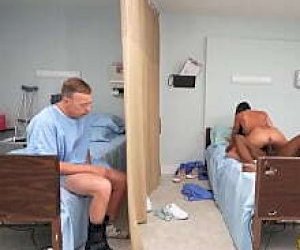 guy with an enormous dick receives a blowjob in changing room