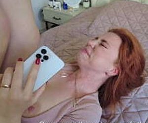 petite slut with red hair puts the dick deep into her throat at home