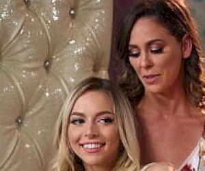 young Lesbian with blond hair is tempting