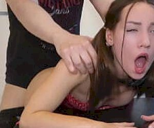 petite petite with dark hair is fuckked doggy style at home