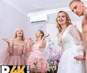 Bride  are entertaining in a quadrangle