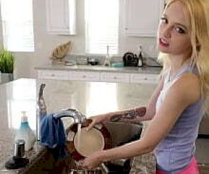 petite lady with a shaved pussy jerks off