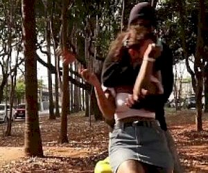 girl with nice ass is shouting loudly