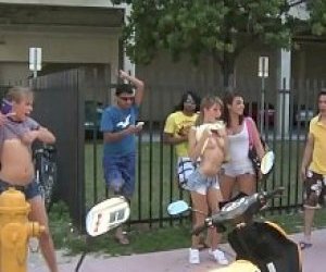 redheaded big white girl   on the beach