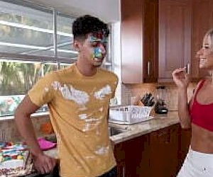 grandmother with blond hair is having sex like an amazon