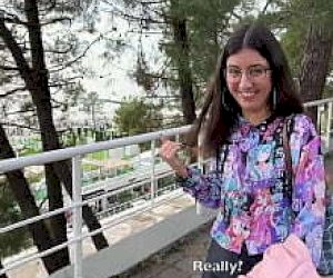 young bitch with nice ass is sucking dick in public