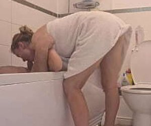 customer   in the bathroom