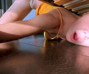 petite dolly with dark hair takes a visitor like an amazon in bed