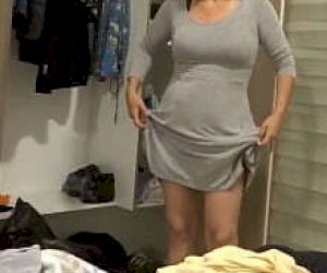hairy stepmom in sexy underwear culminates on the beach