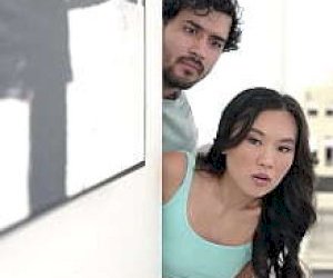 petite young lady  is kissing