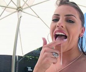 girlie with dark hair sucks dick