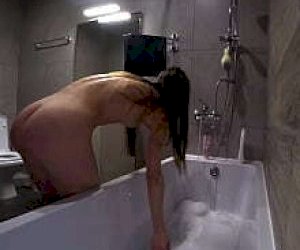 women without experience is covered with sperm at home