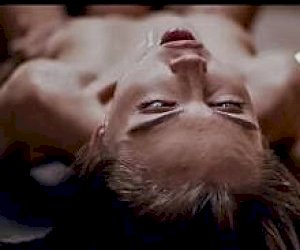 beautiful dominator lady with red hair is shouting loudly