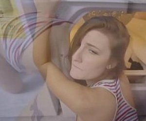 skinny girl with small tits is fuckked doggy style