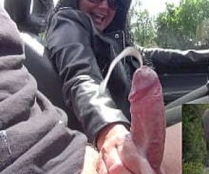 fellow with an impressive pecker is squirting outdoor