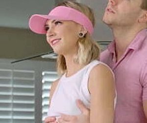 petite slut with blond hair is kissing