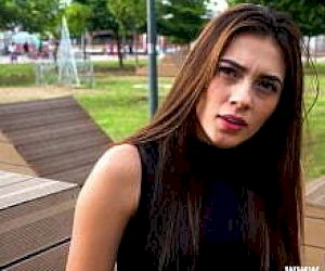 petite Indian girl with big tits takes a visitor like an amazon in public