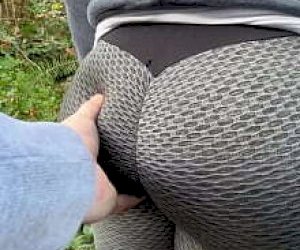 hot chick in leggings experiences intercourse in public
