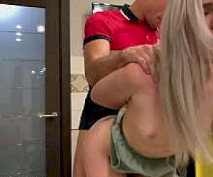 young female with a huge ass is fuckked doggy style at home