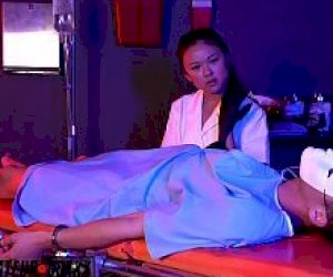 Asian nurse without experience takes a visitor like an amazon
