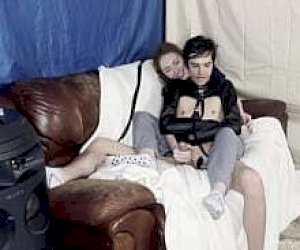 forced dominator lady  is pleasuring a guy with a hand