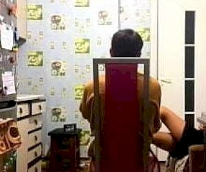 slut in stockings culminates at home