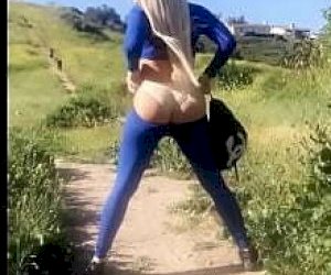 blonde with a huge ass swallows sperm after in public