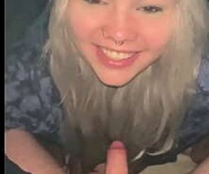 big beautiful woman  swallows sperm after