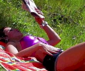 young grandmother with big tits has anal sex outdoor