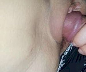 wife with a shaved pussy gets sperm inside at home