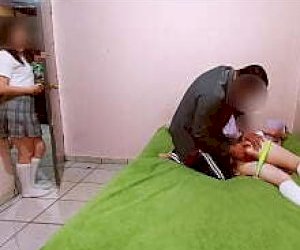 young bitch  is taken at home