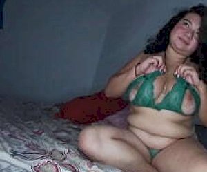 fluffy big beautiful woman with rounded (plumped) shapes  at home