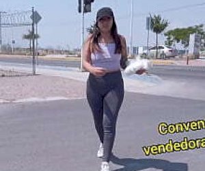 young lady  takes facial creampie in public