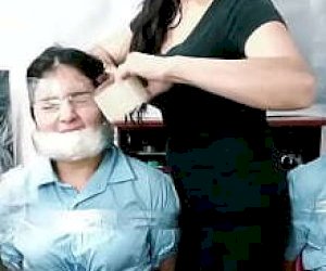 forced lady looks without experience is gagged