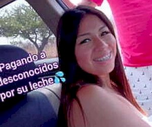 fluffy woman with a big ass cuckolding outdoor