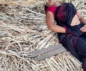 hairy Indian girl originating in Asia is fuckked doggy style at home