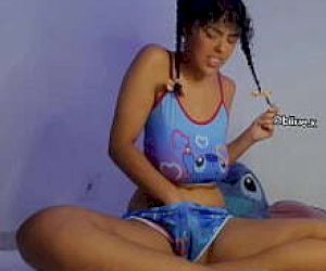 young lady in sexy underwear masturbates in front of the webcam