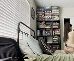 wife without experience is kissing at home