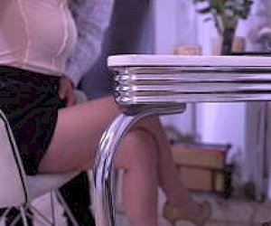 skinny bitch with a round butt is having sex with the boss