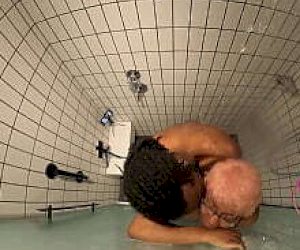 fat peasant  is pleasured with her mouth in the shower