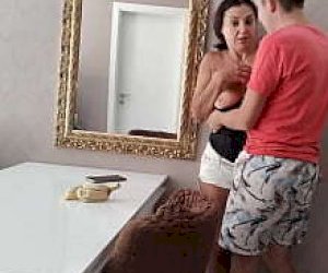 customer  is playing anally at home