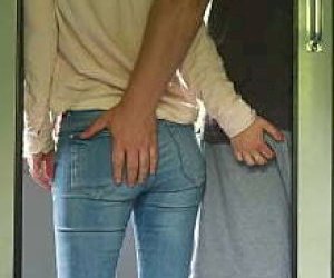 sexy neighbor next to in sexy underwear is pleasuring a guy with a hand