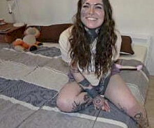 tattooed girl  puts the dick deep into her throat