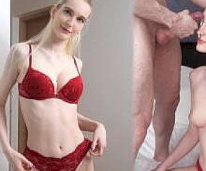 drobna suka z ogromnym tyłekiem zostaje pokryta spermą w domu