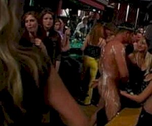 lady with big tits is having missionary sex at a party