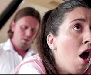 young lady  takes a visitor like an amazon