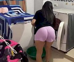 petite eighteen with a nice ass is covered with sperm at home