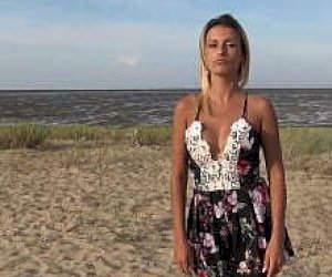 slim slut with big tits is playing hard