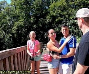 fat big white girl with protruding butt puts the dick deep into her throat